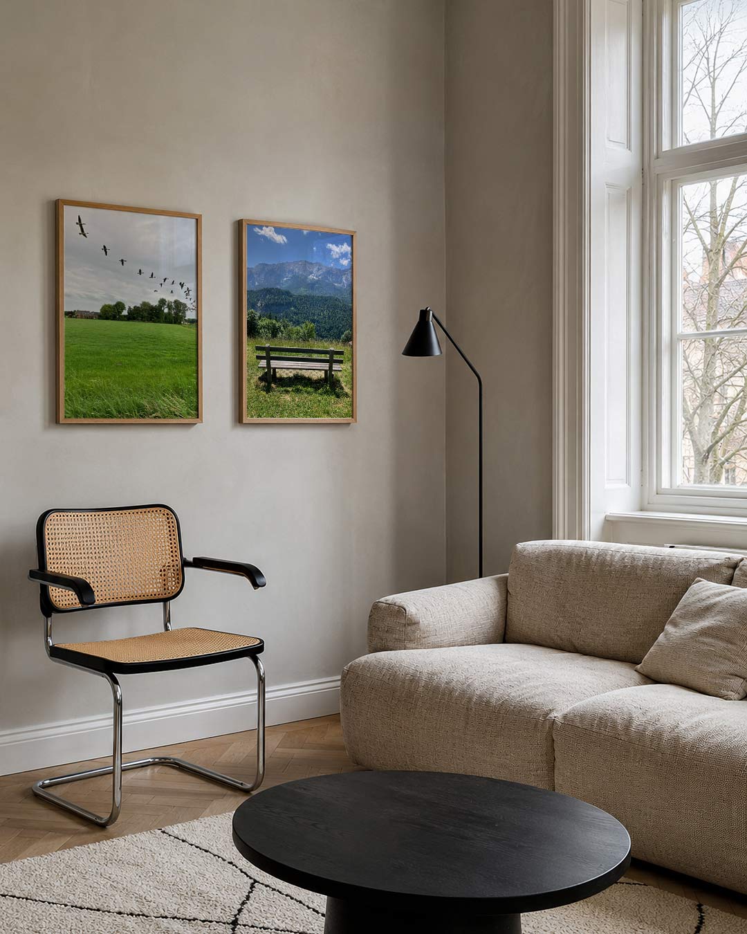 Vogelvlucht over weide Posterset