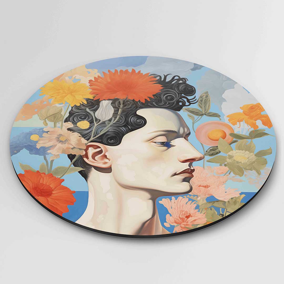 Portret met bloemen Muurcirkel