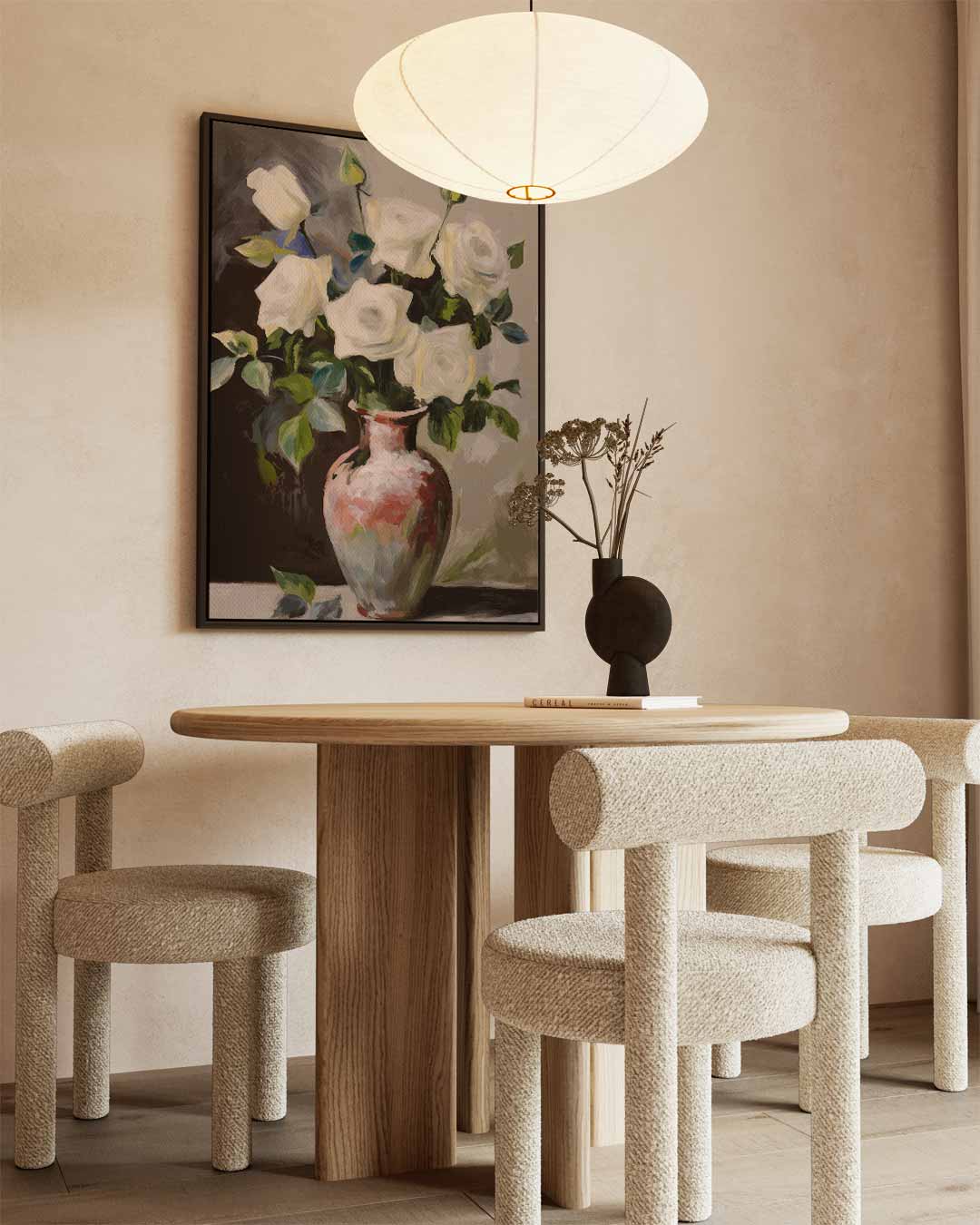 Stilleven met Witte Rozen Kunstwerk-canvas-dibond-plexiglas-wanddecoratie-WallArtistic