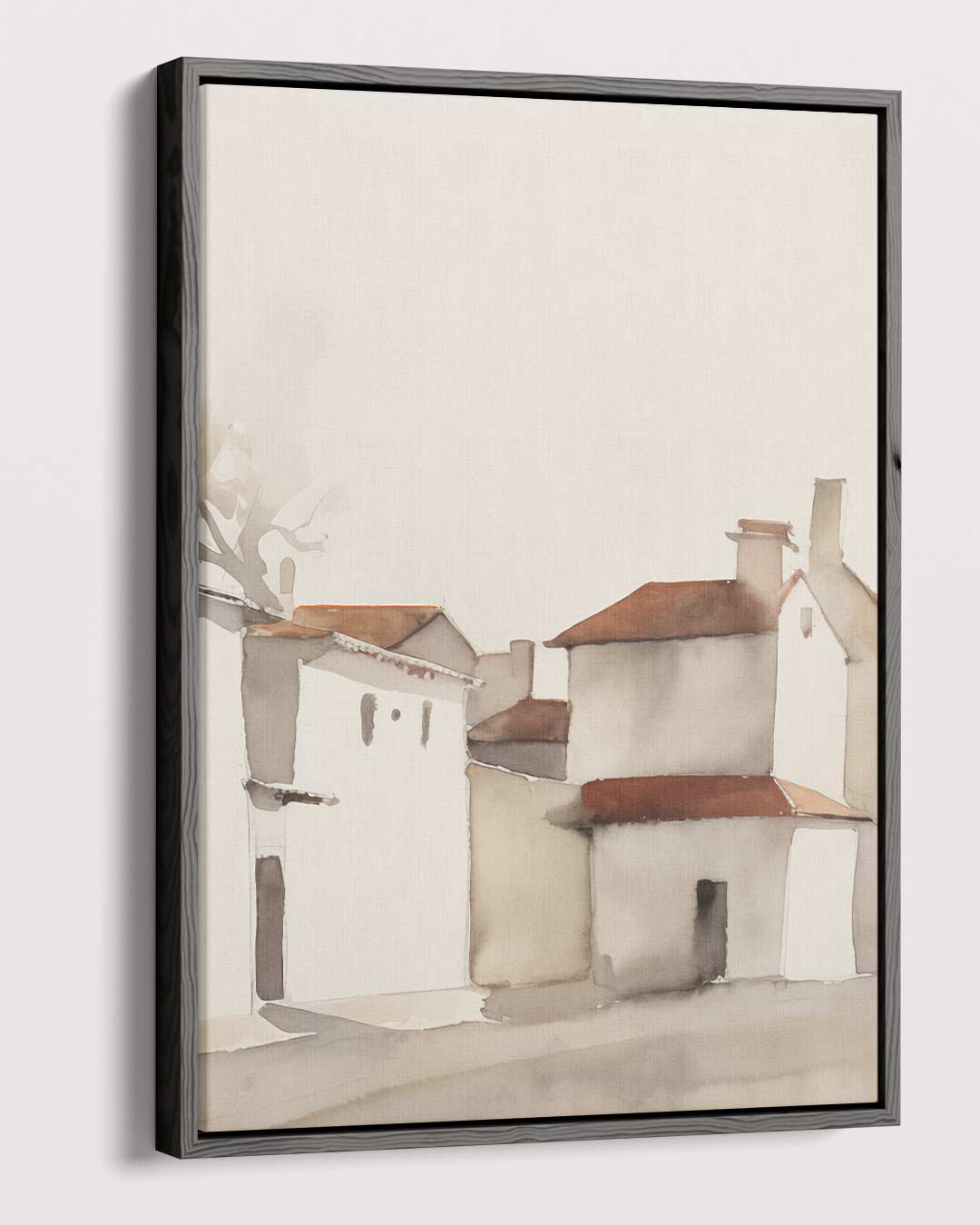 Sereen Dorp in Aquarel Kunstwerk-canvas-dibond-plexiglas-wanddecoratie-WallArtistic