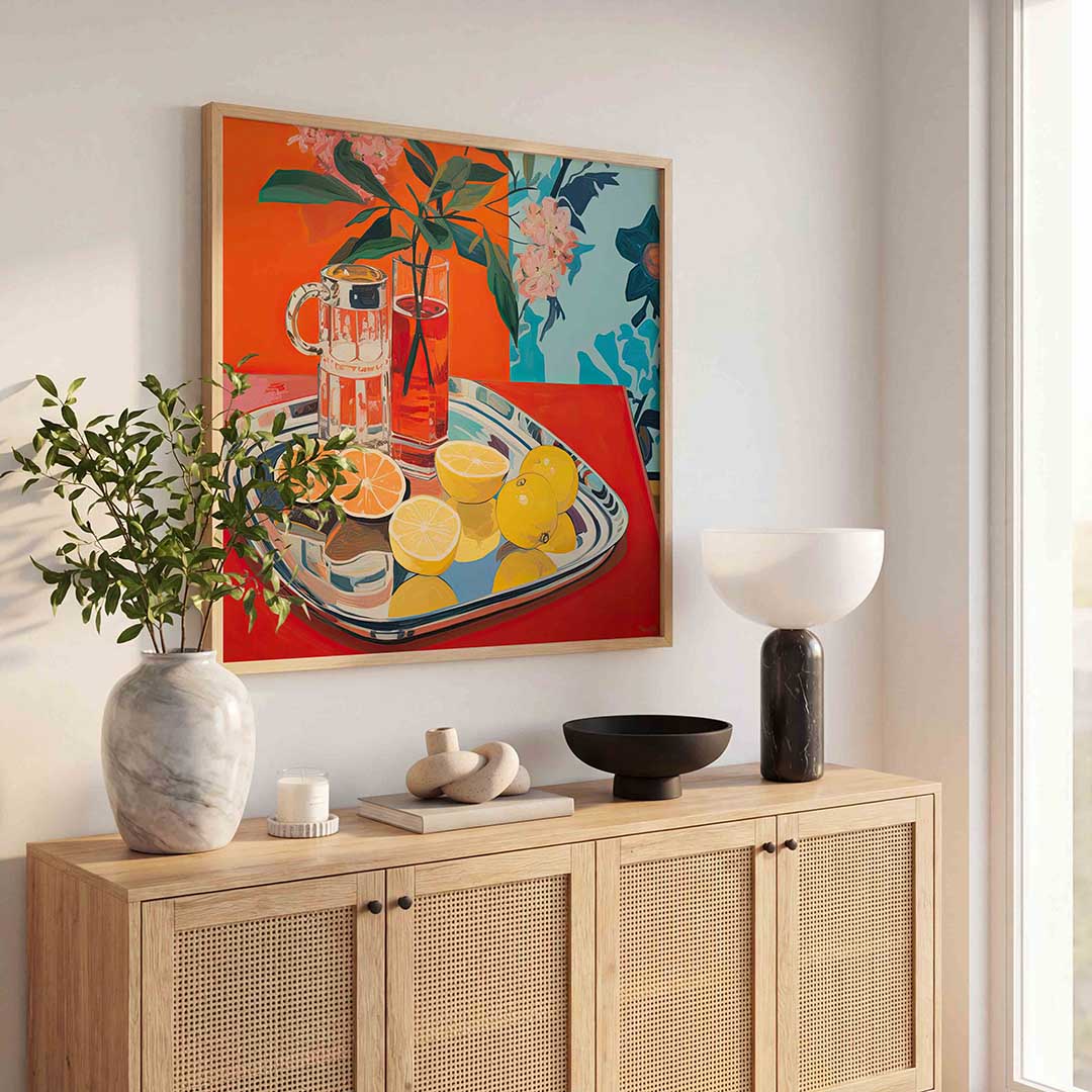 Citrus en bloemen Poster