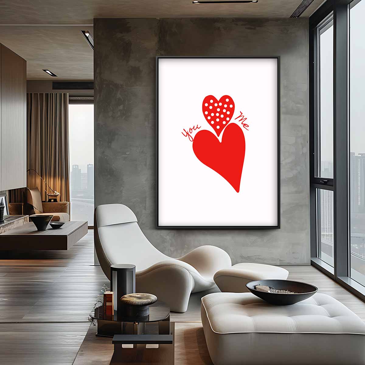 Liefdevolle Hartenontmoeting Kunstwerk-canvas-dibond-plexiglas-wanddecoratie-WallArtistic