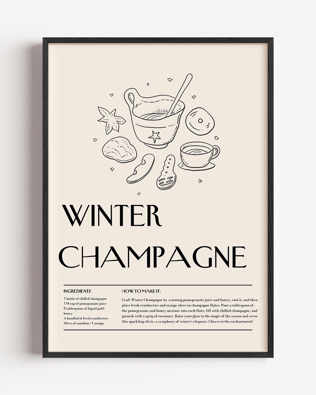 Winter Champagne Receptposter-WallArtistic