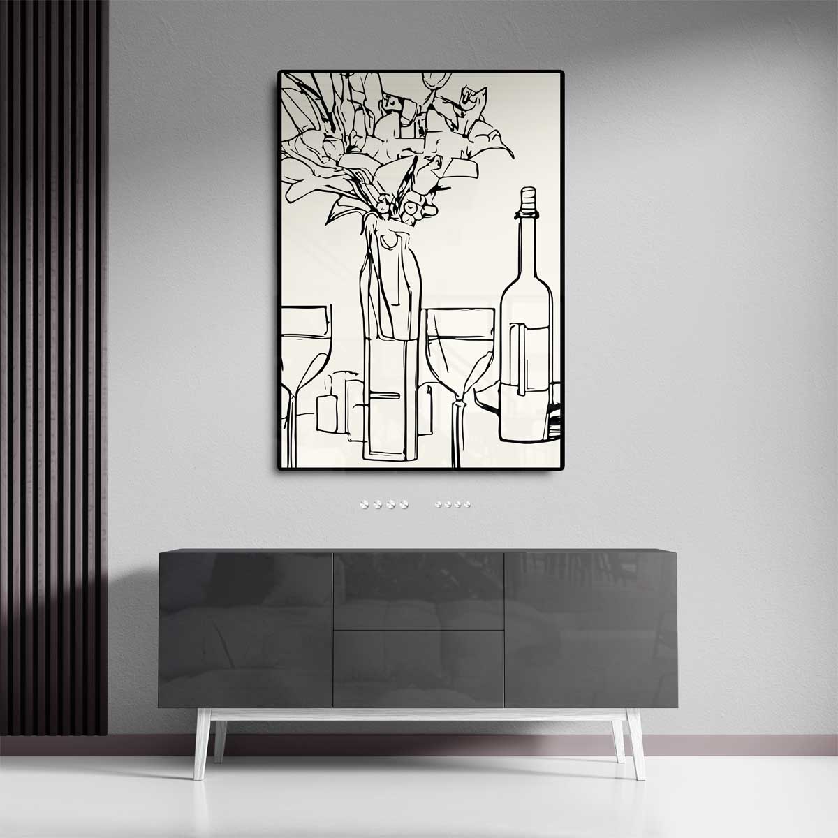 Moderne Omtrekschets Stilleven Kunstwerk-canvas-dibond-plexiglas-wanddecoratie-WallArtistic