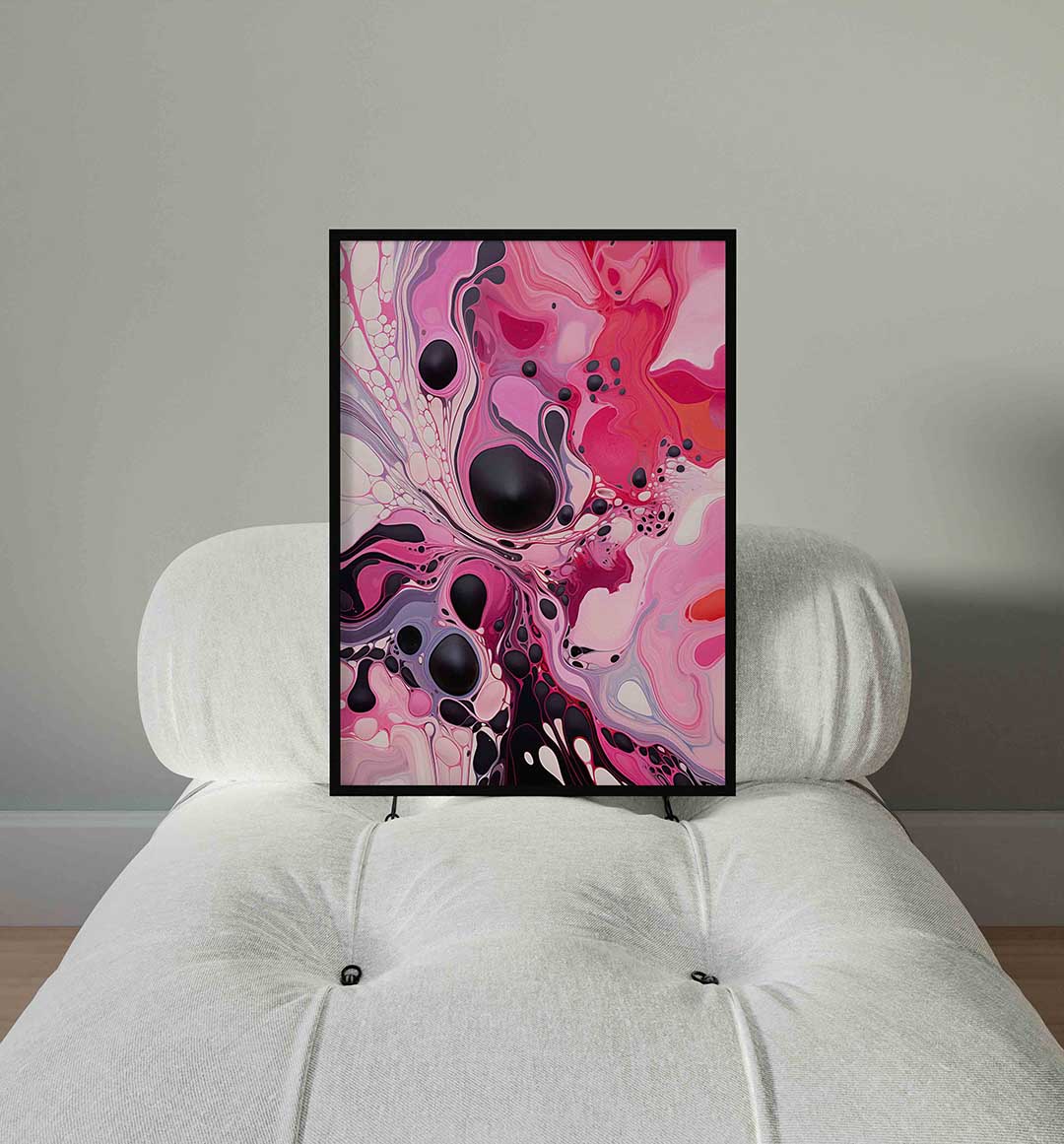 Abstracte roze en zwarte vormen Poster