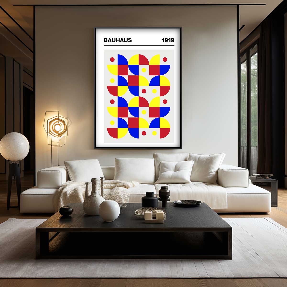 Kleurrijke Bauhaus Geometrie Kunstwerk-canvas-dibond-plexiglas-wanddecoratie-WallArtistic