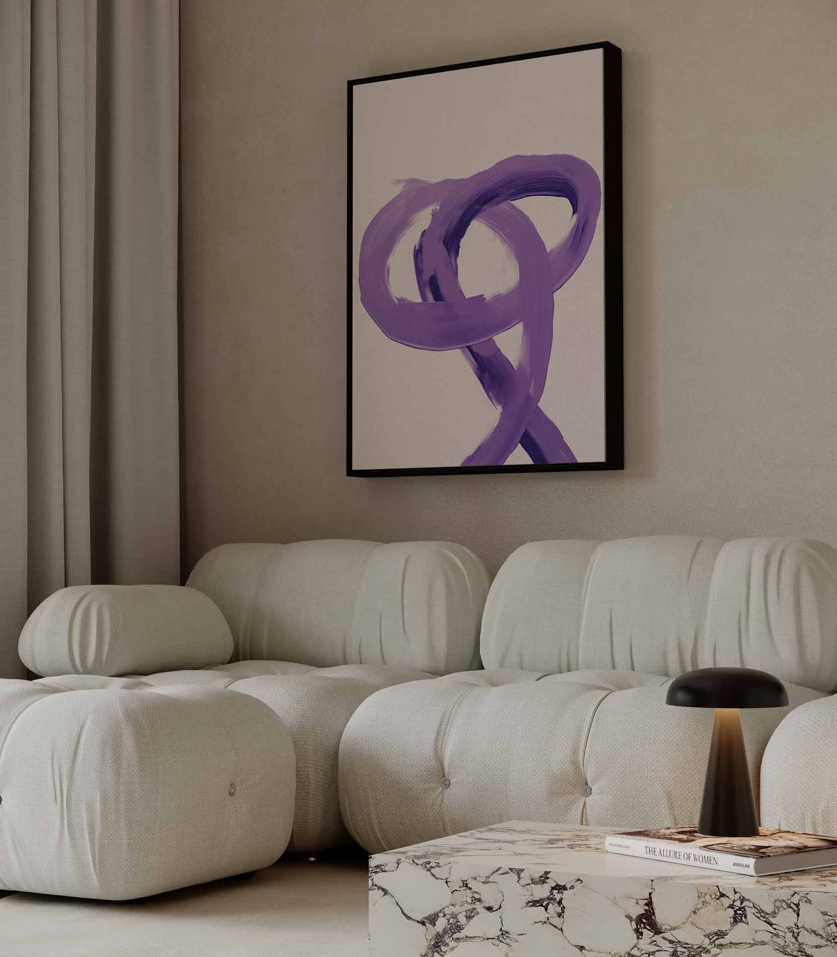Dans van Paarse Strokes Kunstwerk-canvas-dibond-plexiglas-wanddecoratie-WallArtistic