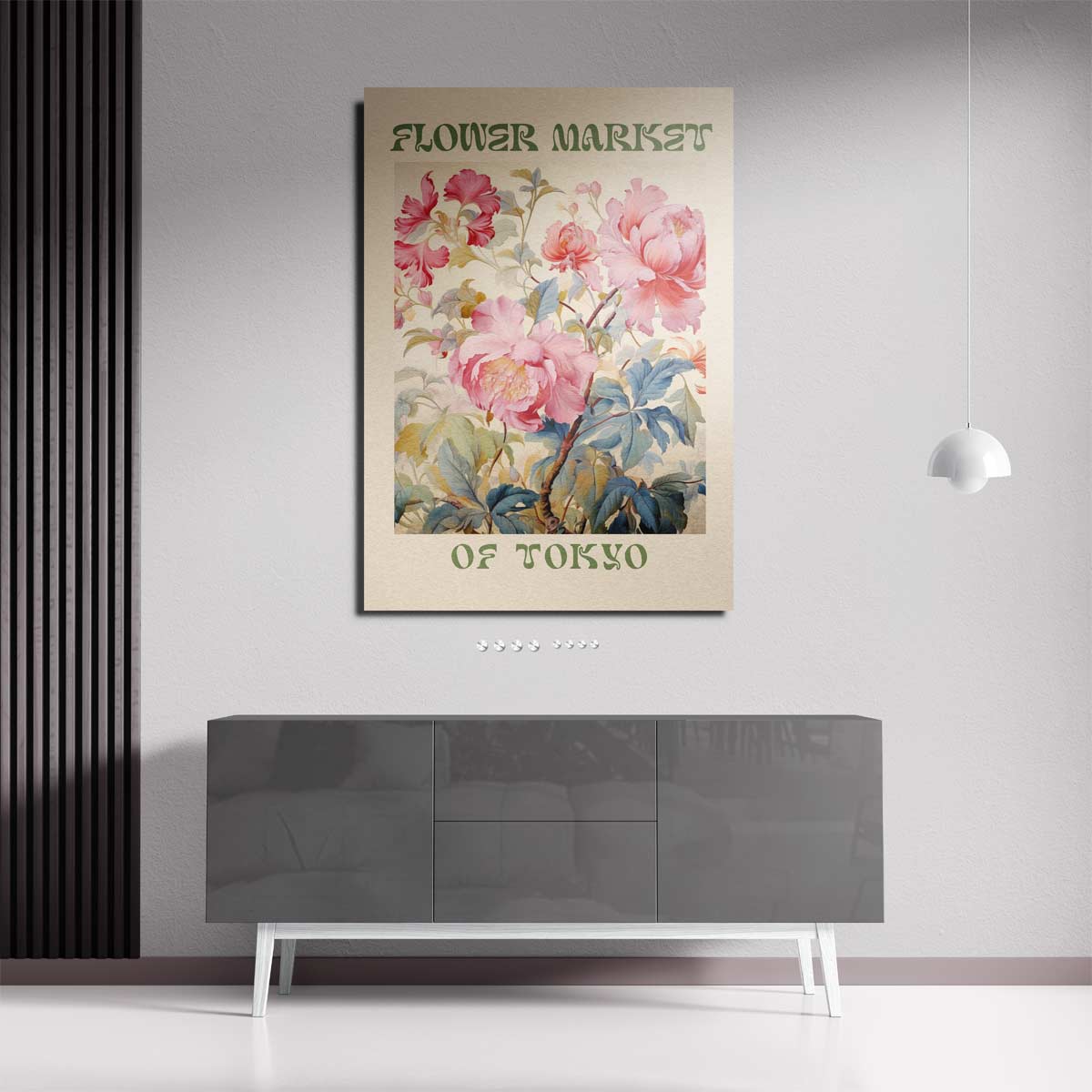 Bloemenmarkt van Tokio Kunstwerk-canvas-dibond-plexiglas-wanddecoratie-WallArtistic