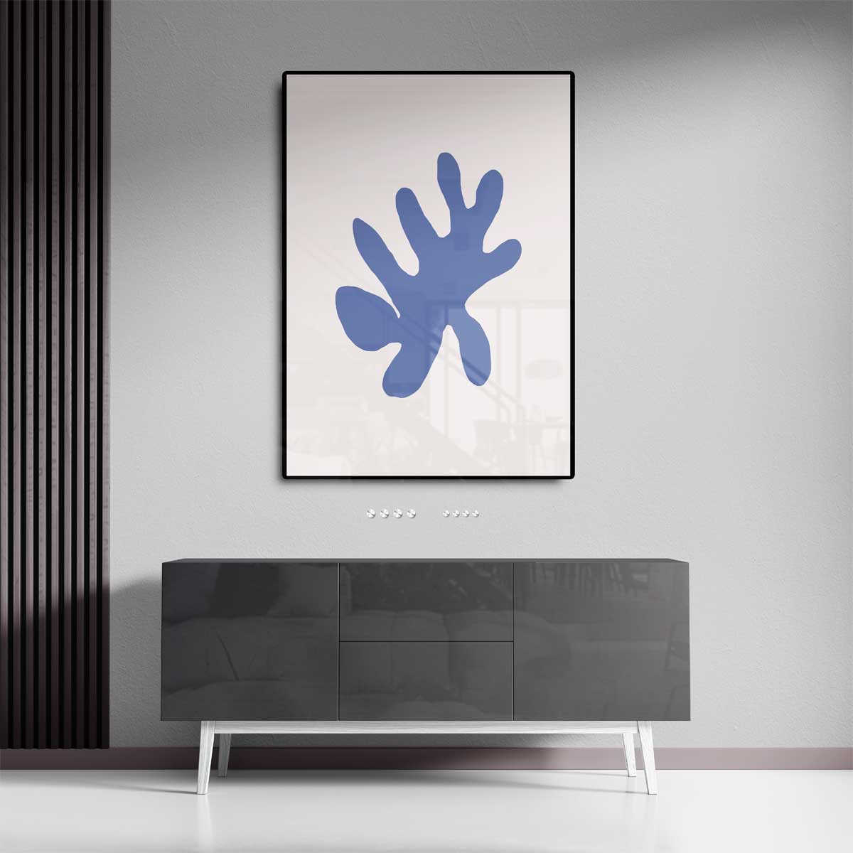 Abstracte Blauwe Vormenprint Kunstwerk-canvas-dibond-plexiglas-wanddecoratie-WallArtistic