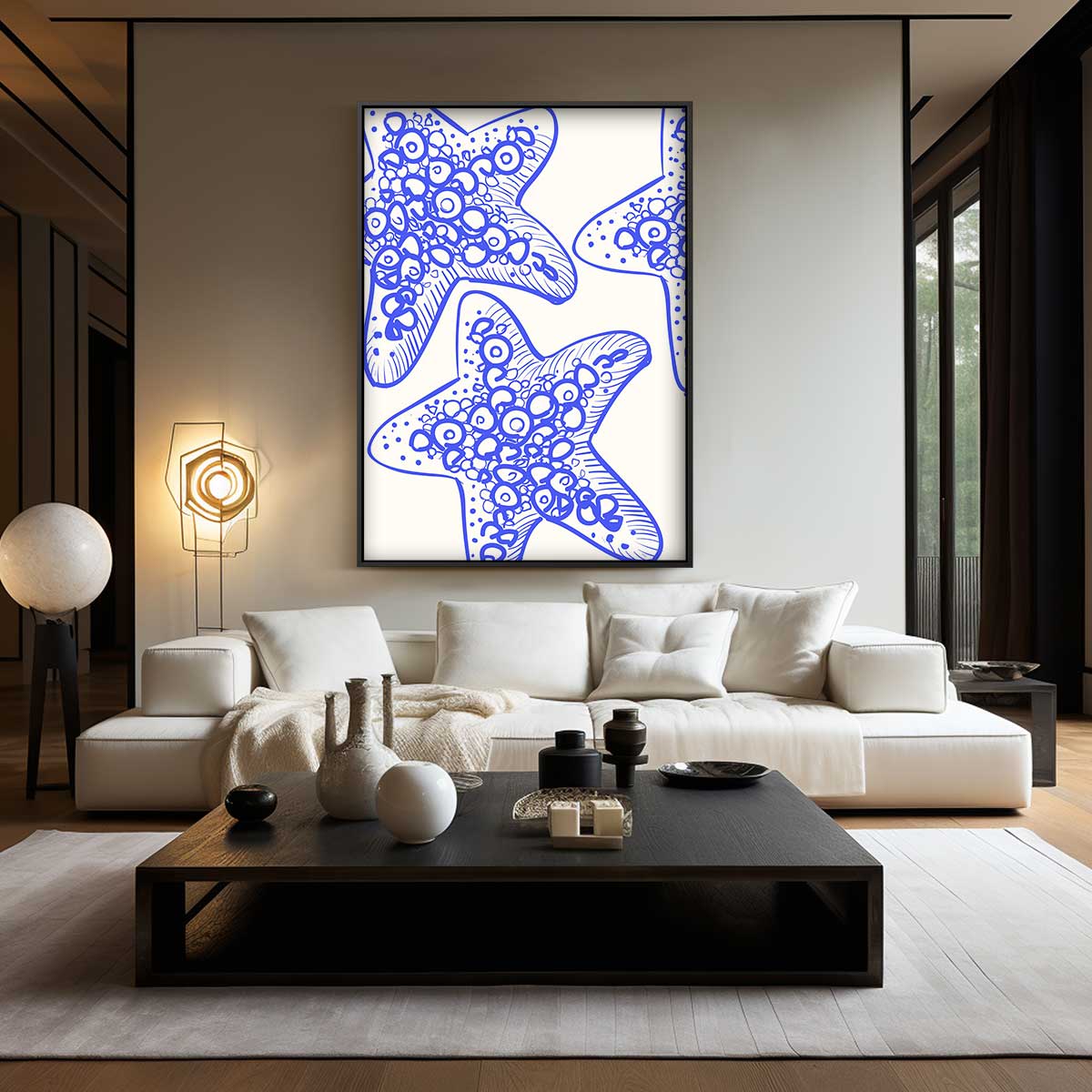 Zeesterren in Blauw Kunstwerk-canvas-dibond-plexiglas-wanddecoratie-WallArtistic