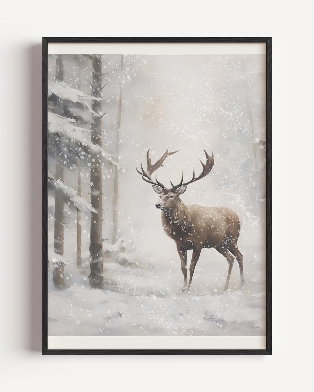 Mystieke Hert in Winterbos Poster-WallArtistic