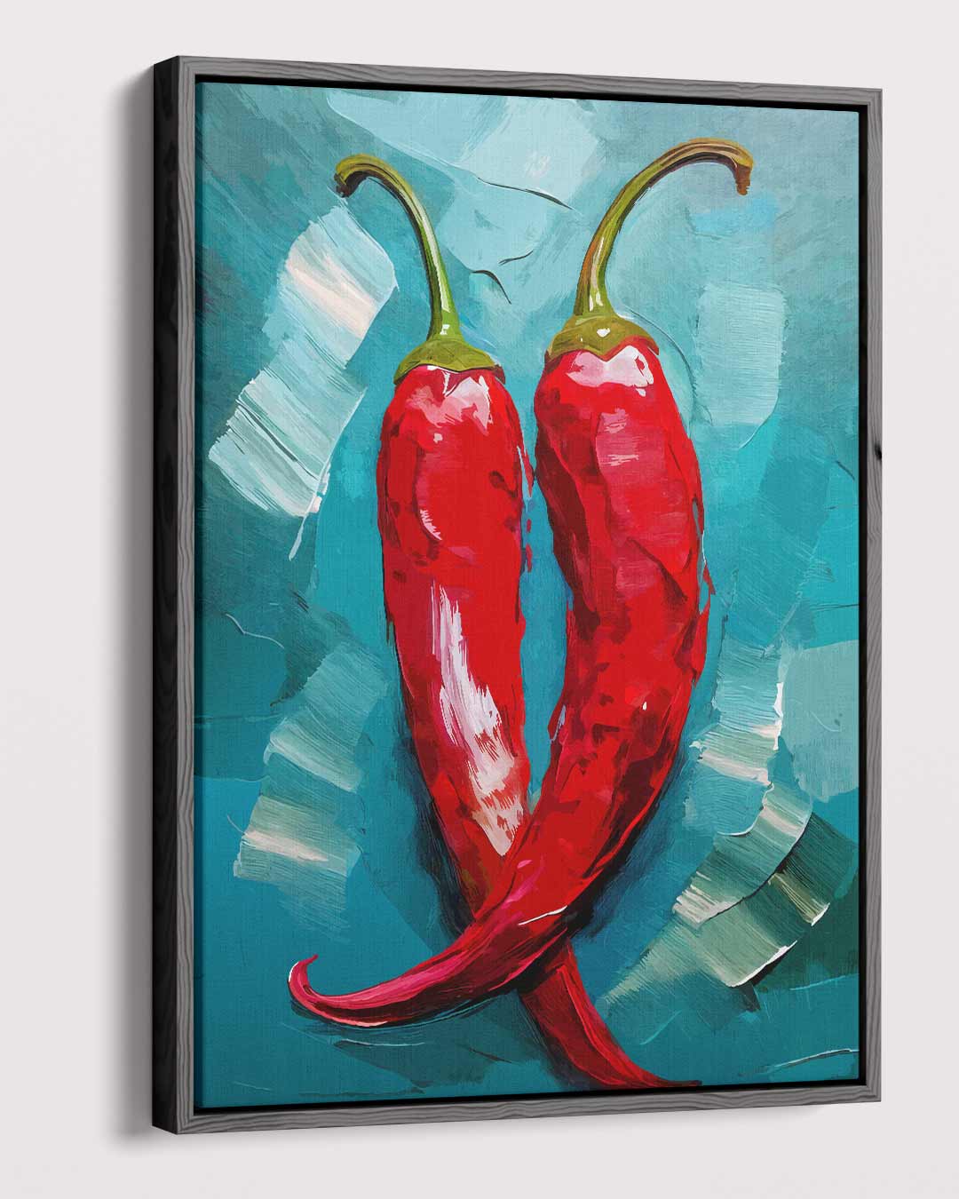 Pittige Paprikaduo Kunstwerk-canvas-dibond-plexiglas-wanddecoratie-WallArtistic