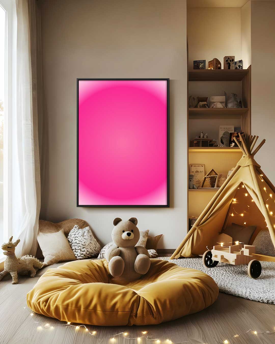Roze Droom Cirkel Kunstwerk-canvas-dibond-plexiglas-wanddecoratie-WallArtistic