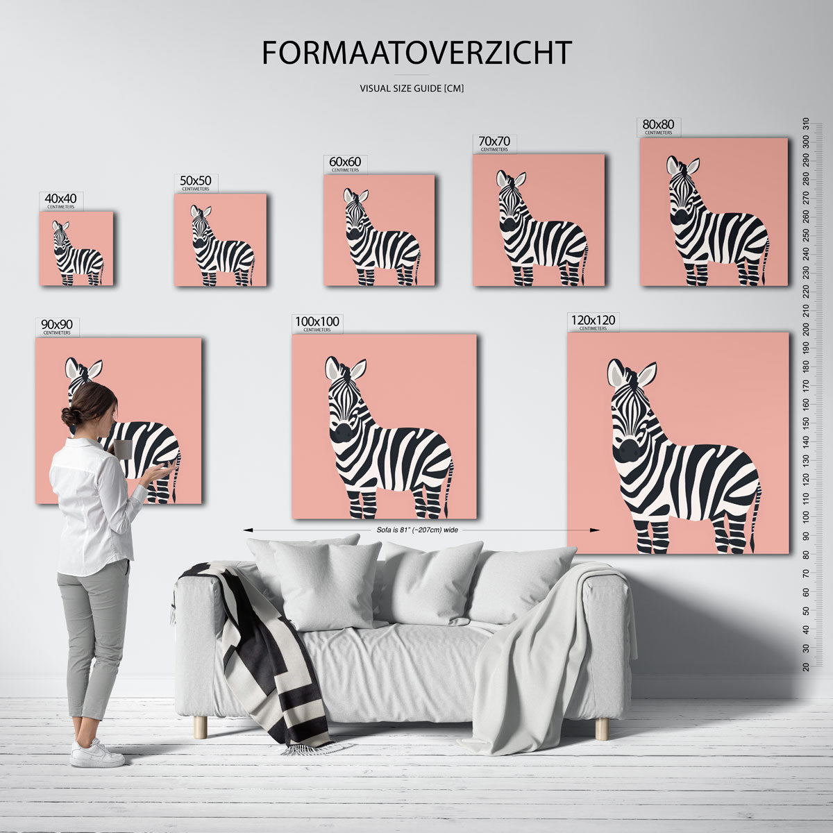 Zebra op roze achtergrond Poster