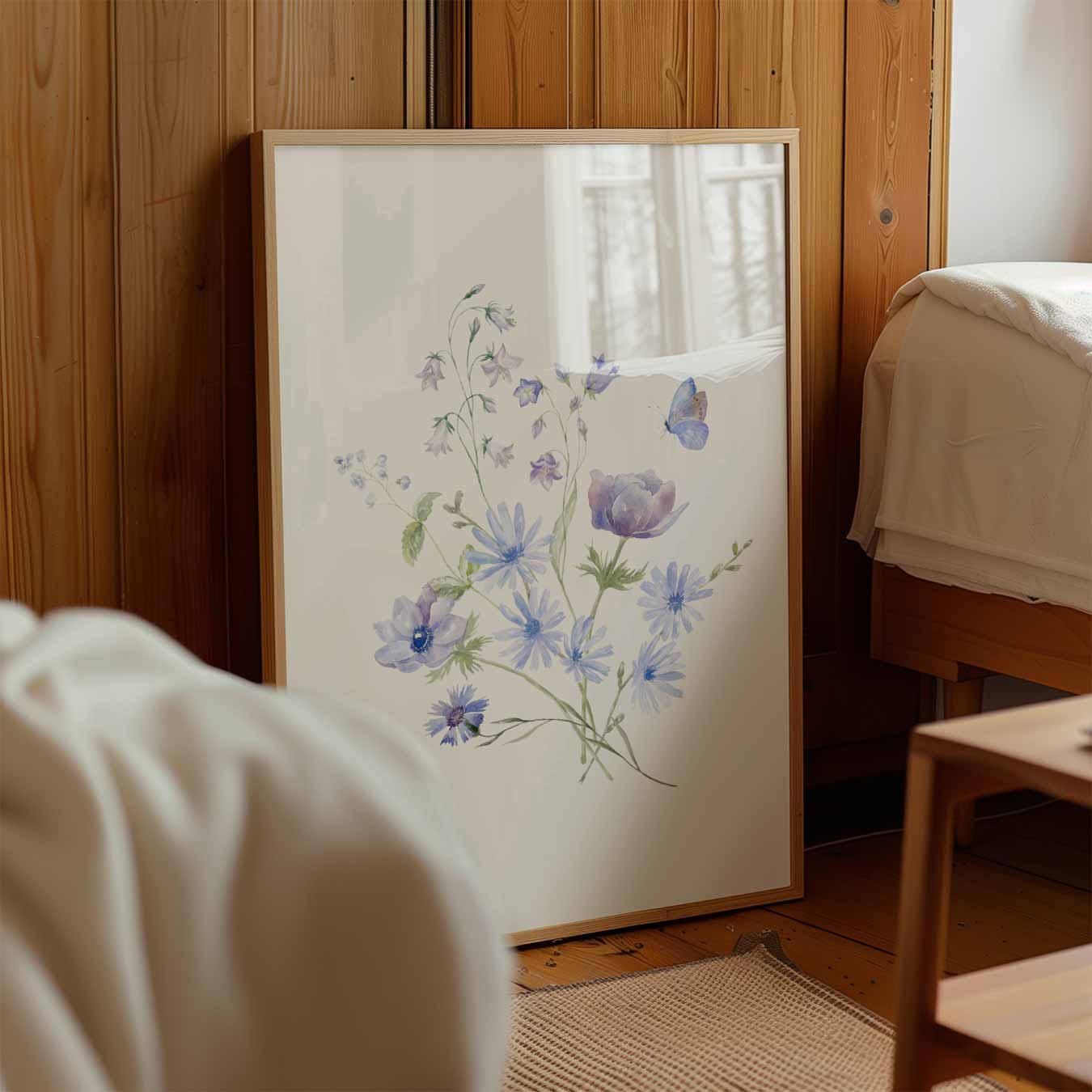 Bloemen en Vlinders Waterverf Poster