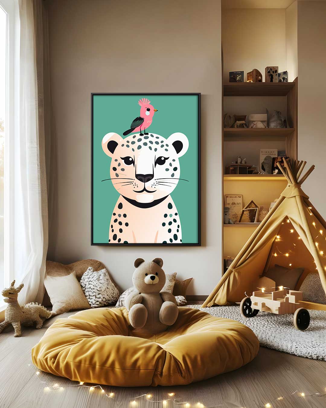 Vrolijke Vrienden in de Jungle Kunstwerk-canvas-dibond-plexiglas-wanddecoratie-WallArtistic