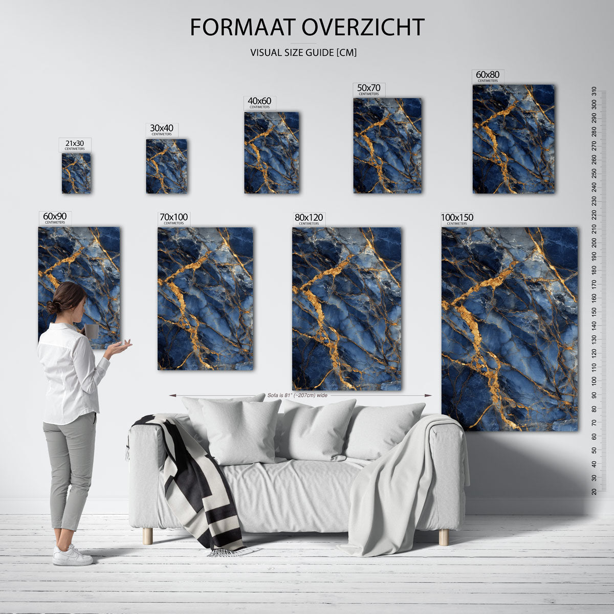 Blauwe en gouden aderen Poster