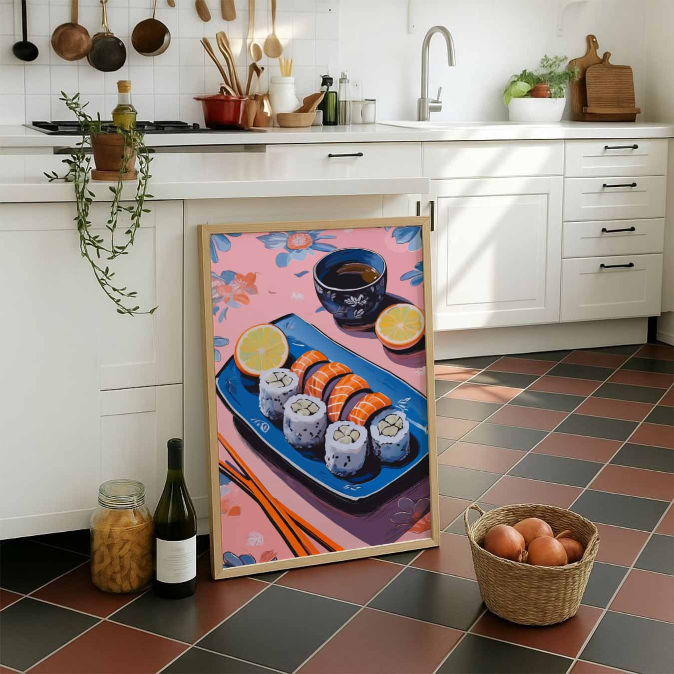 Stijlvolle Sushi Illustratie Poster