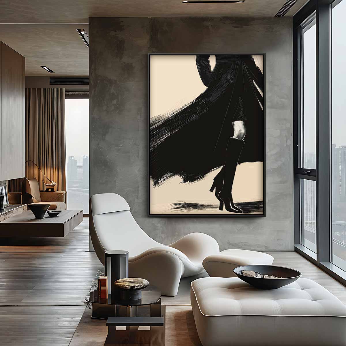 Elegante Schaduw in Beweging Kunstwerk-canvas-dibond-plexiglas-wanddecoratie-WallArtistic