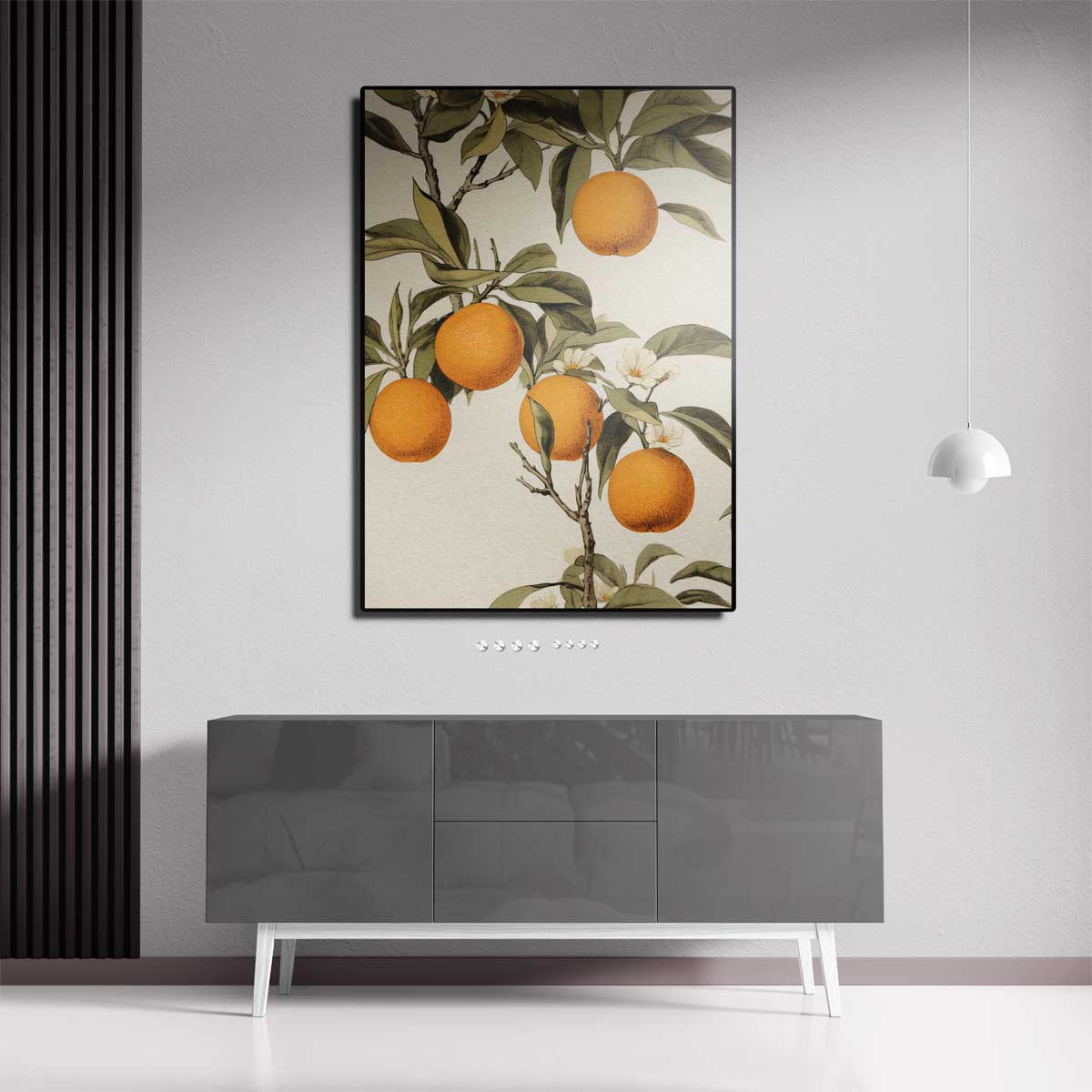 Zonnige Sinaasappelboom Illustratie Kunstwerk-canvas-dibond-plexiglas-wanddecoratie-WallArtistic