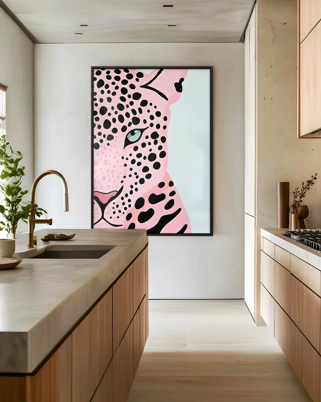 Roze Luipaard Pop Art Kunstwerk-canvas-dibond-plexiglas-wanddecoratie-WallArtistic