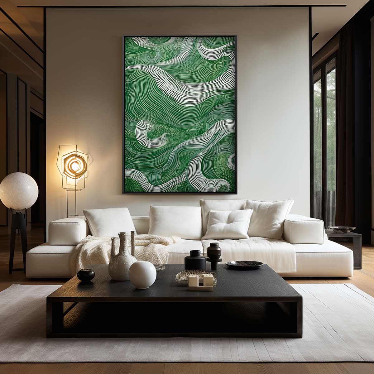 Groen Getijden Kunstwerk-canvas-dibond-plexiglas-wanddecoratie-WallArtistic