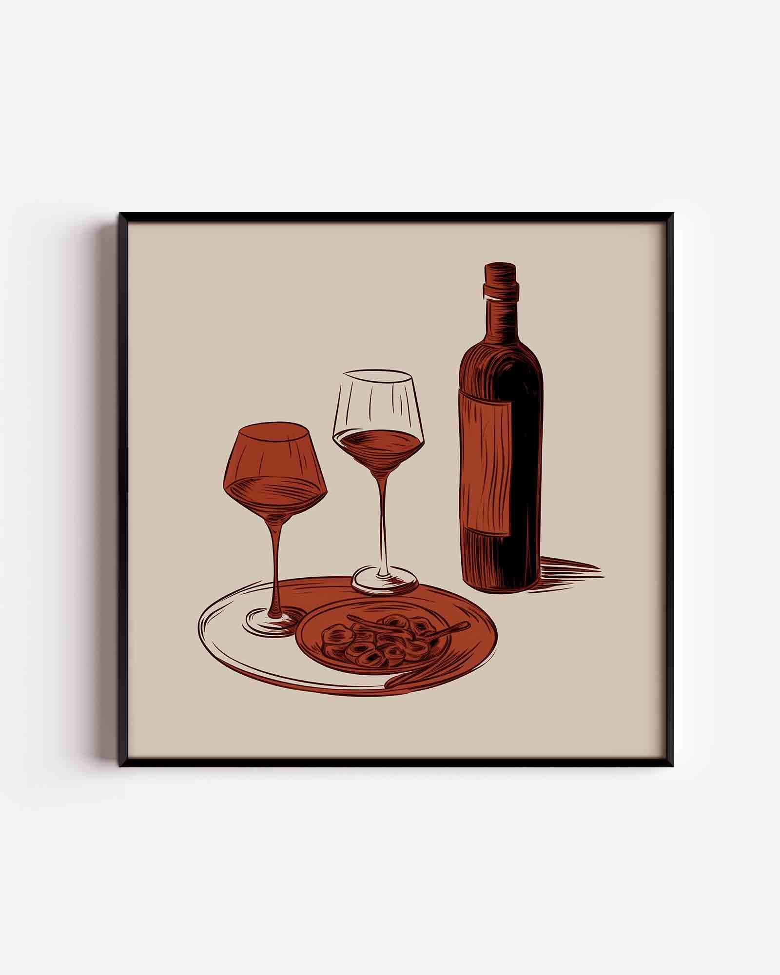 Wijn en diner Poster