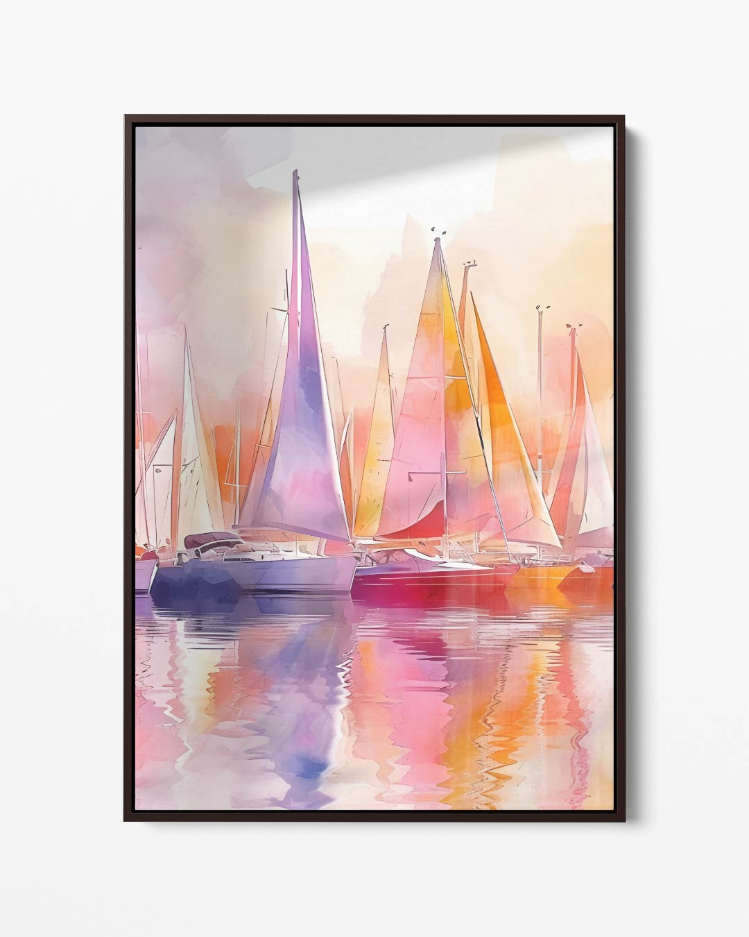 Kleurrijke Zeilboten in Zonsopgang Kunstwerk-canvas-dibond-plexiglas-wanddecoratie-WallArtistic