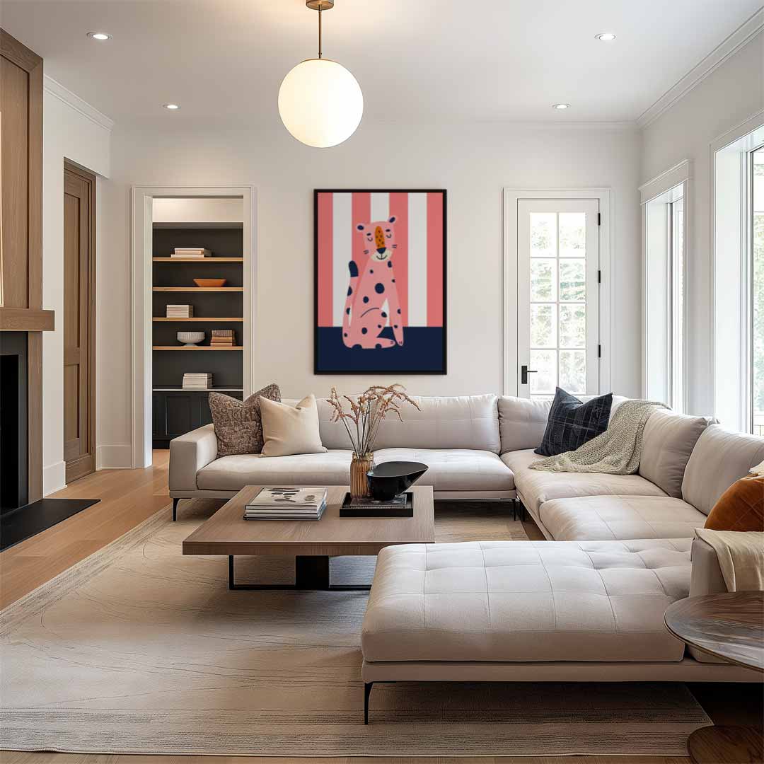 Vrolijke Luipaard Print Kunstwerk-canvas-dibond-plexiglas-wanddecoratie-WallArtistic