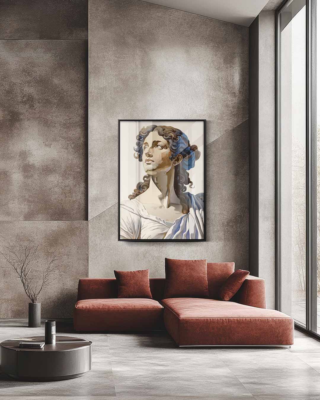 Klassieke Buste Met Krachtige Blik Kunstwerk-canvas-dibond-plexiglas-wanddecoratie-WallArtistic
