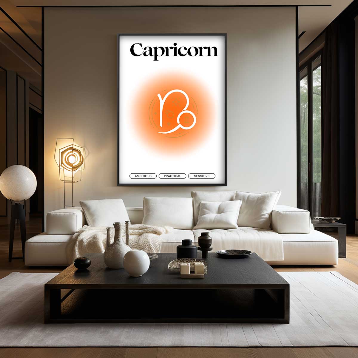 Capricorn Symbool Portret Kunstwerk-canvas-dibond-plexiglas-wanddecoratie-WallArtistic