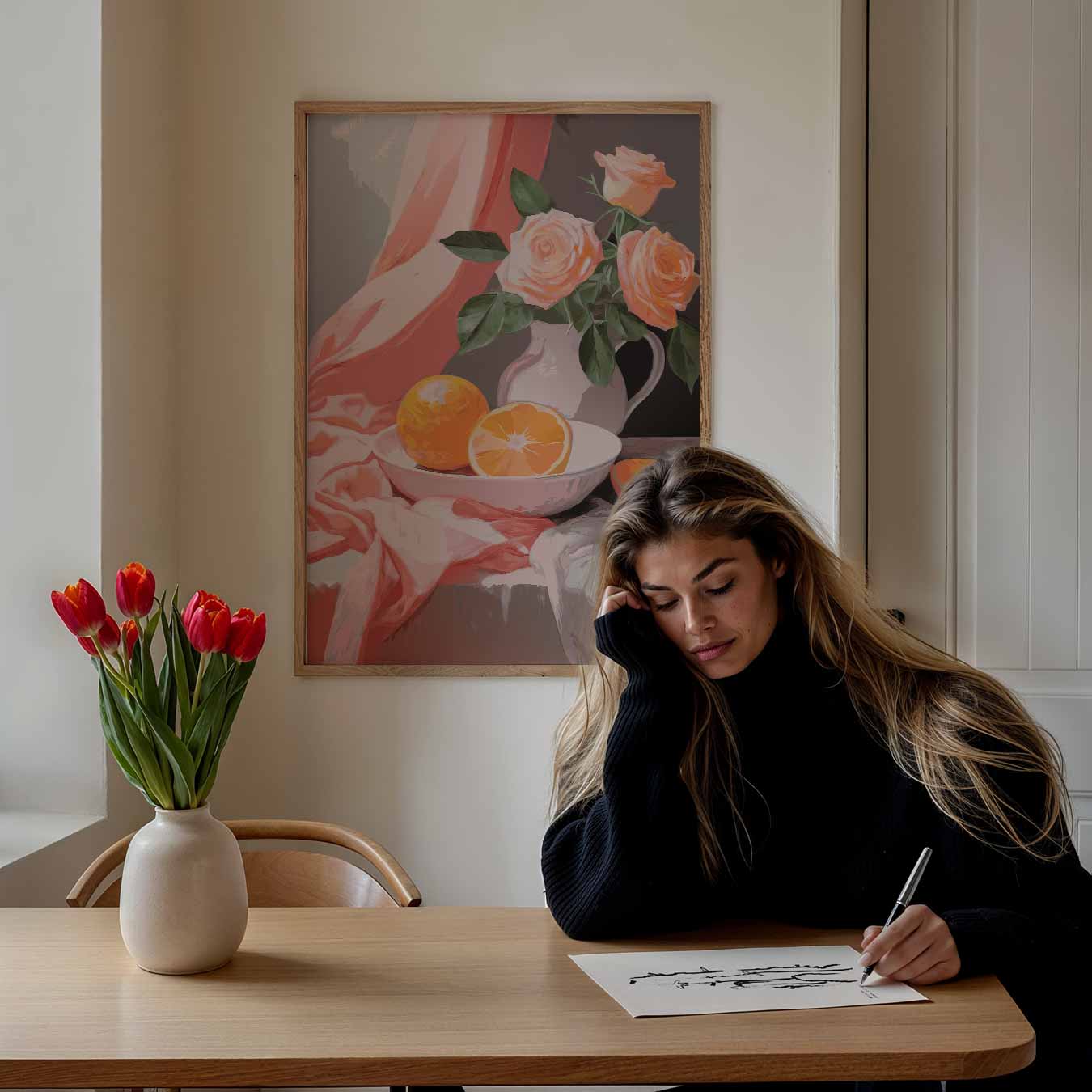 Romantische Rozen en Sinaasappels Poster