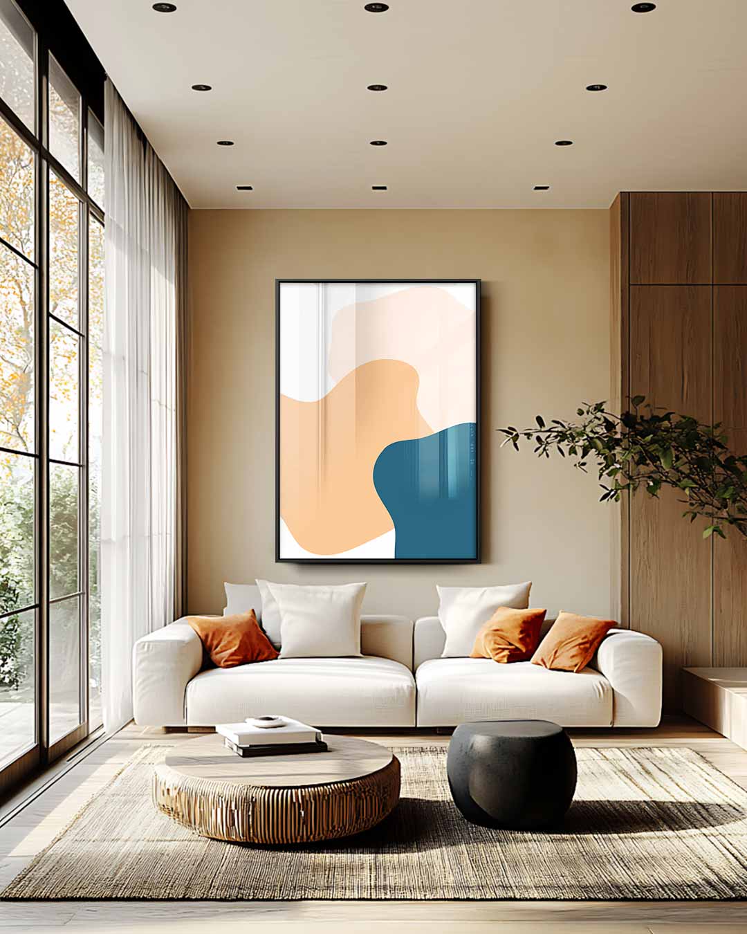 Kleurrijke Vormencompositie Kunstwerk-canvas-dibond-plexiglas-wanddecoratie-WallArtistic