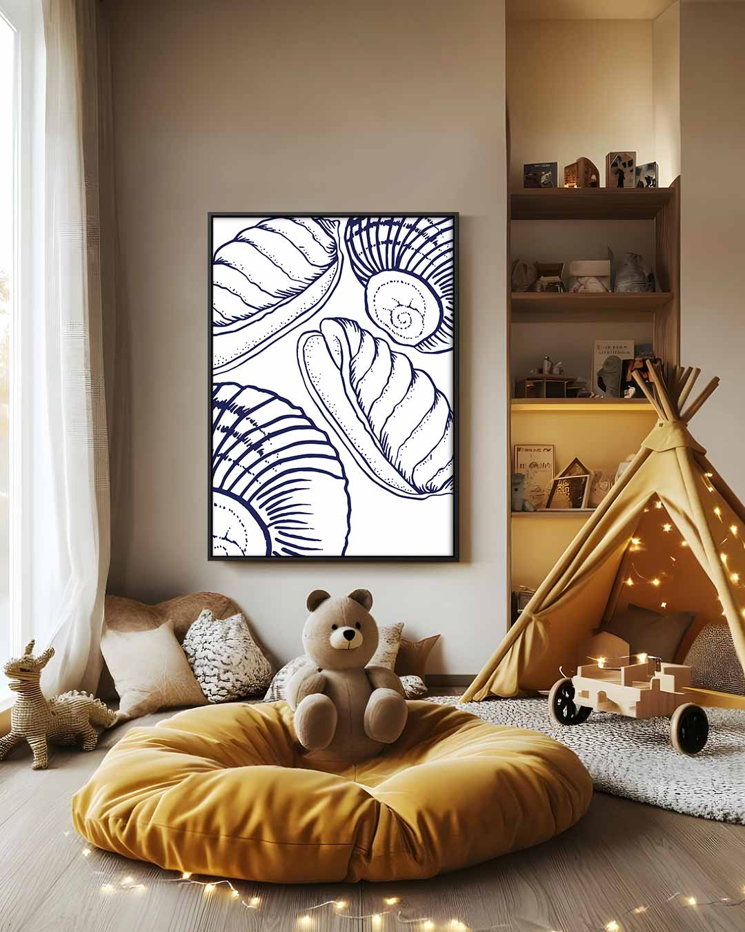 Elegante Schelpen Illustratie Kunstwerk-canvas-dibond-plexiglas-wanddecoratie-WallArtistic