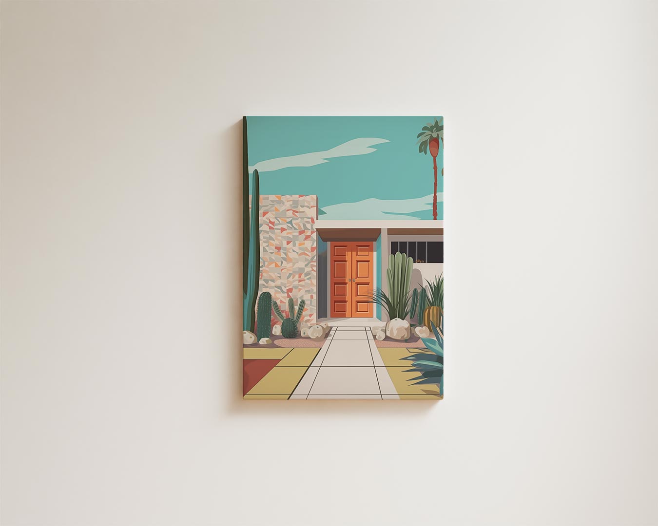 Retro Palm Springs Villa Kunstwerk-canvas-dibond-plexiglas-wanddecoratie-WallArtistic