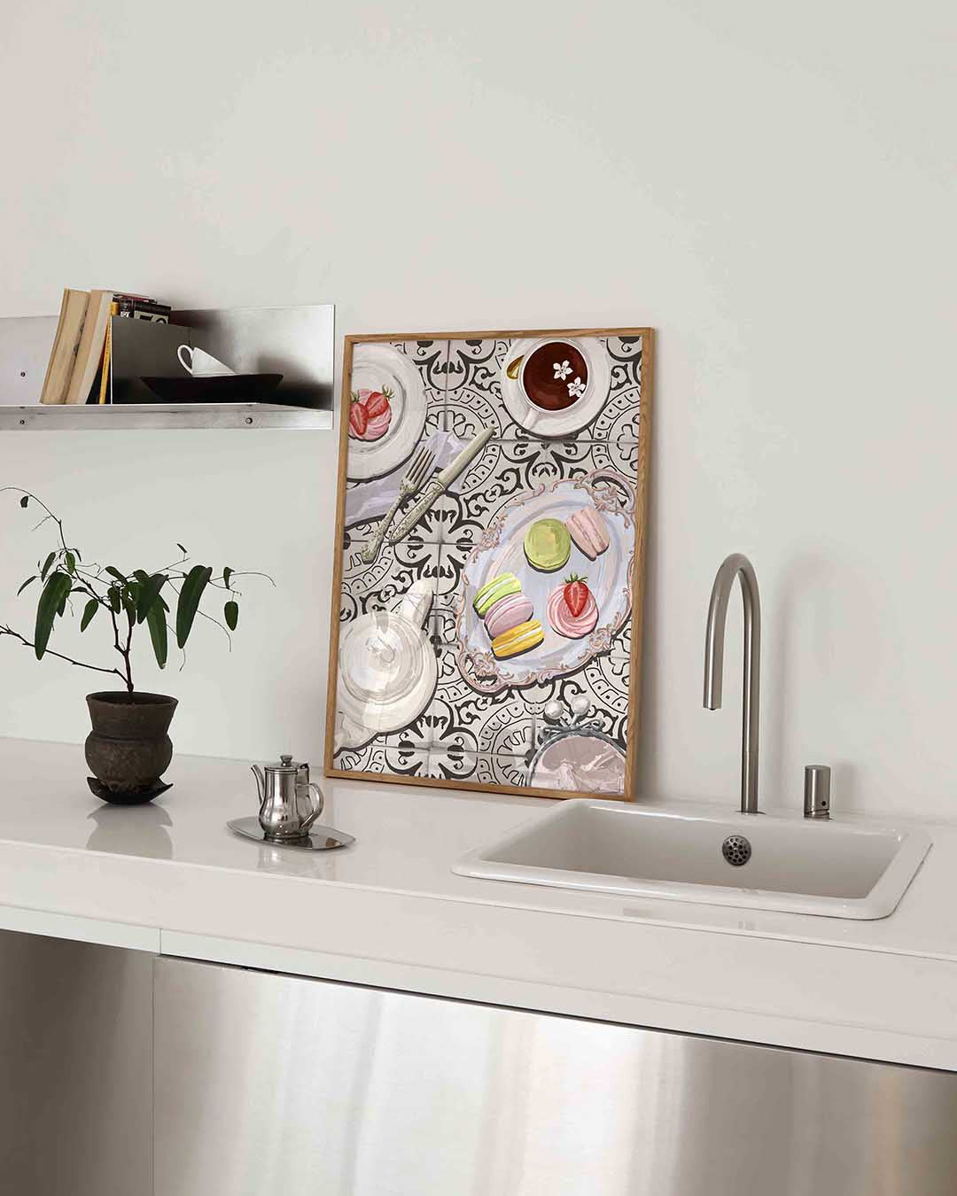 Theeservies en macarons Poster