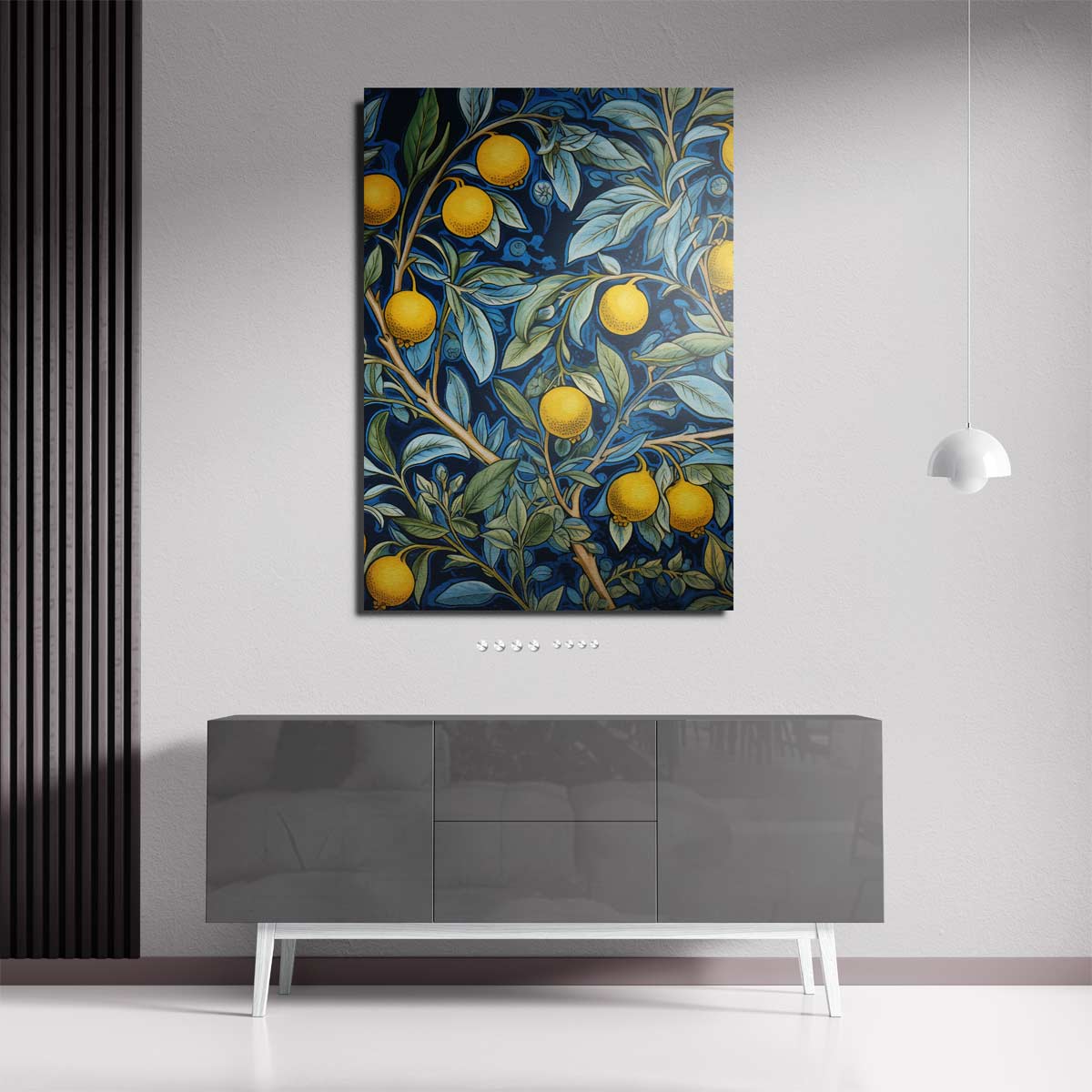 Zonnige Citroenen op Blauw Kunstwerk-canvas-dibond-plexiglas-wanddecoratie-WallArtistic