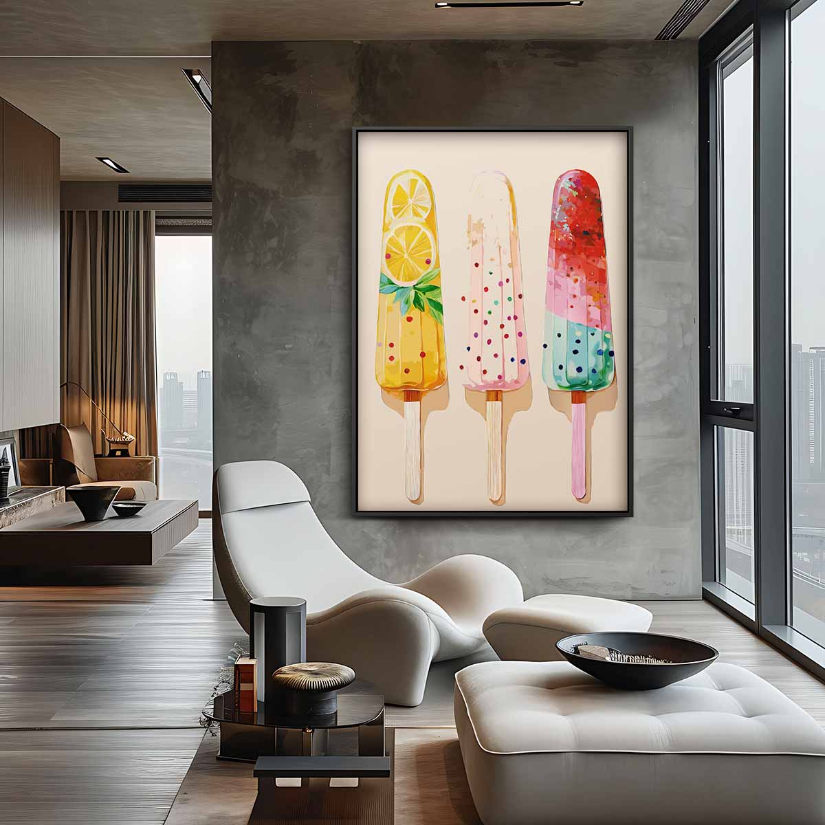 Kleurrijke IJsjes Illustratie Kunstwerk-canvas-dibond-plexiglas-wanddecoratie-WallArtistic