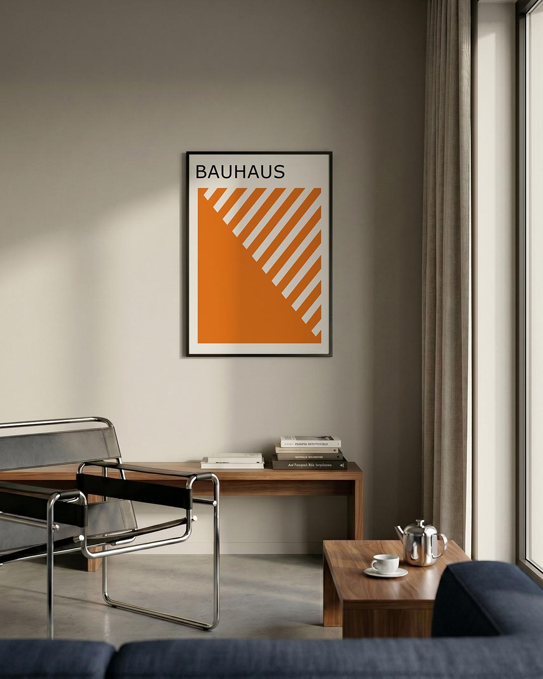 Oranje lijnenspel Poster