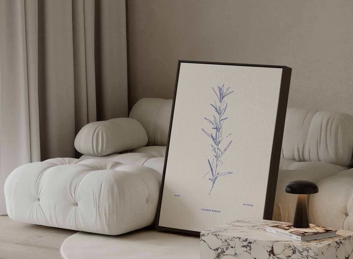 Botanische Blauwdruk Kunstwerk-canvas-dibond-plexiglas-wanddecoratie-WallArtistic