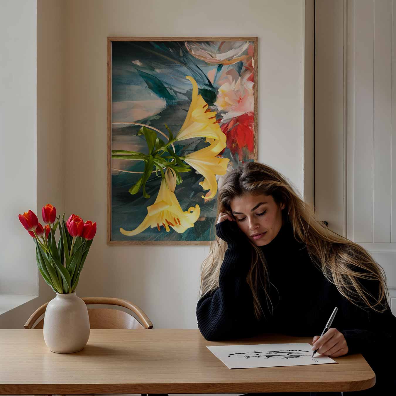 Elegante Bloemenschilderij Poster
