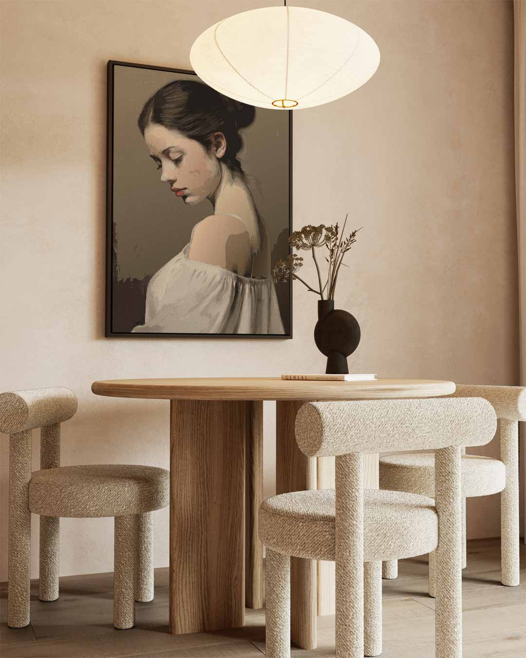Dromerige Portretstudie Kunstwerk-canvas-dibond-plexiglas-wanddecoratie-WallArtistic