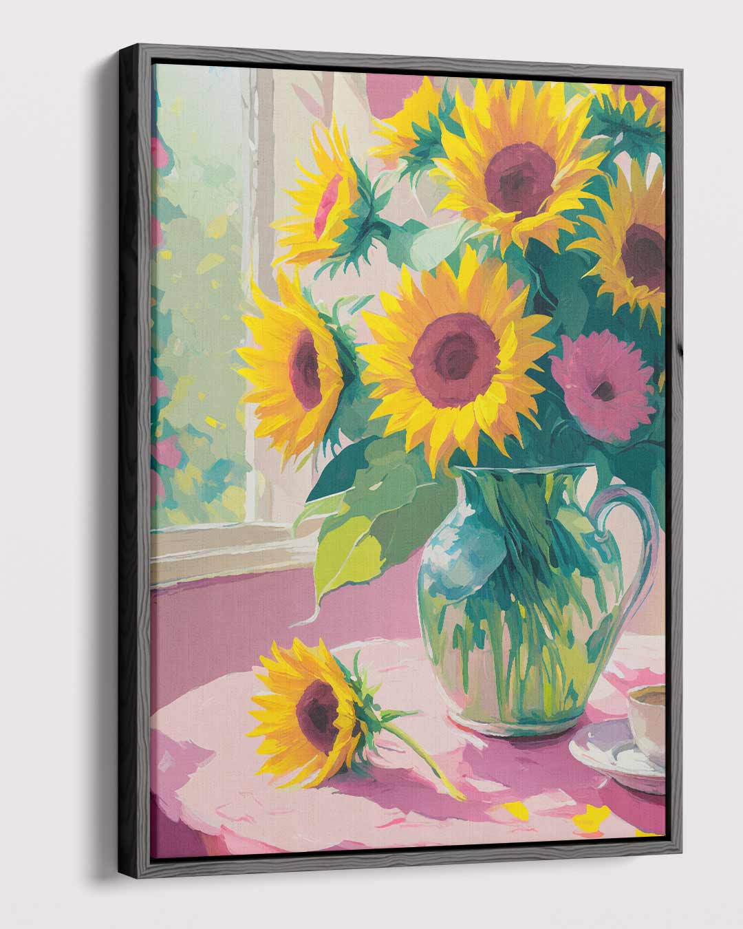 Zomerse Zonnebloem Schilderij Kunstwerk-canvas-dibond-plexiglas-wanddecoratie-WallArtistic
