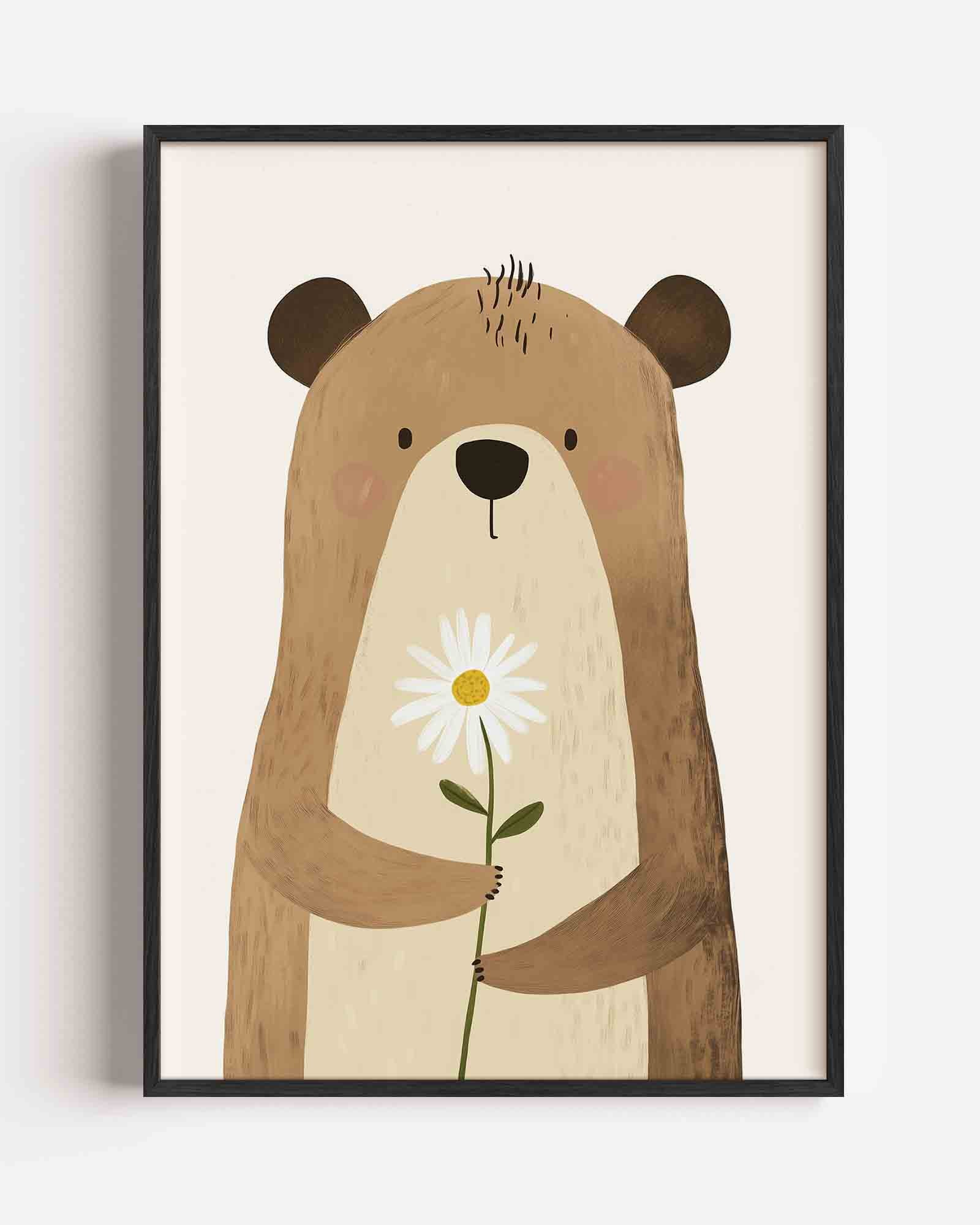 Beer met bloem Poster