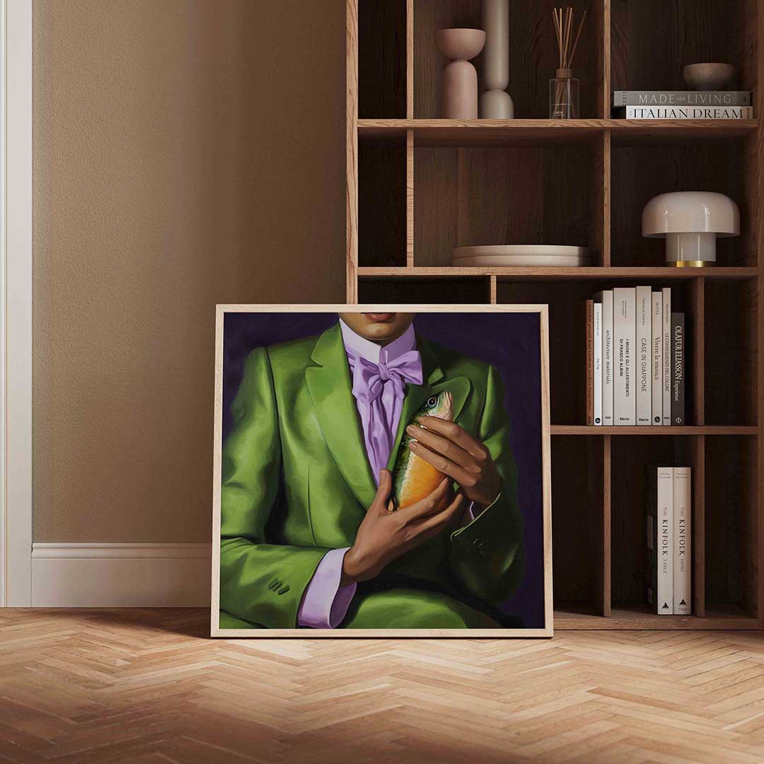 Groen pak met vis Poster