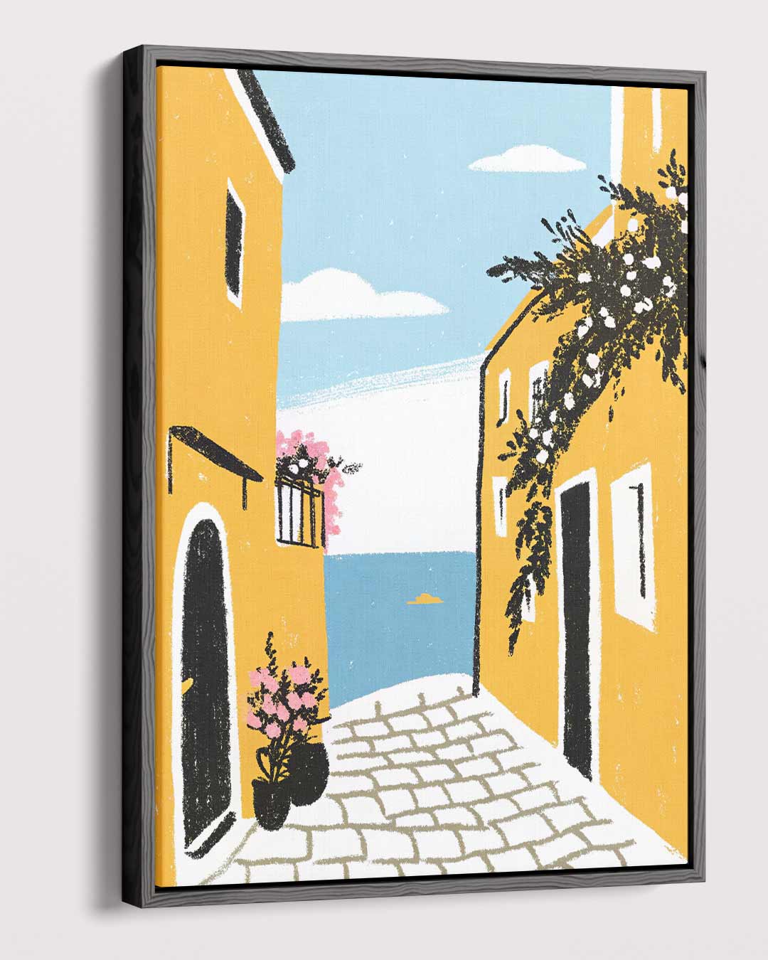 Zonnige Straat naar de Zee Kunstwerk-canvas-dibond-plexiglas-wanddecoratie-WallArtistic