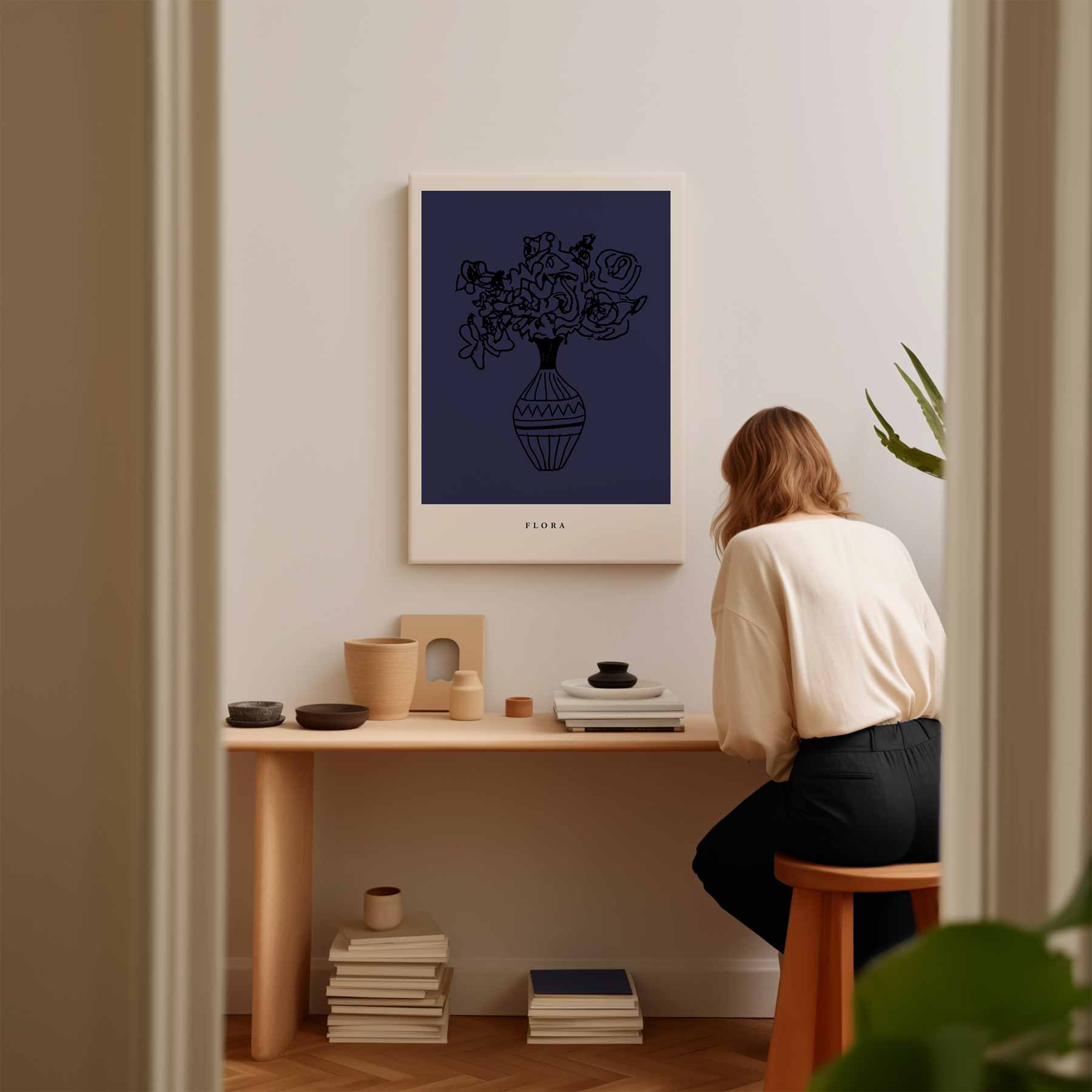 Abstracte Bloemenvaas Kunstposter