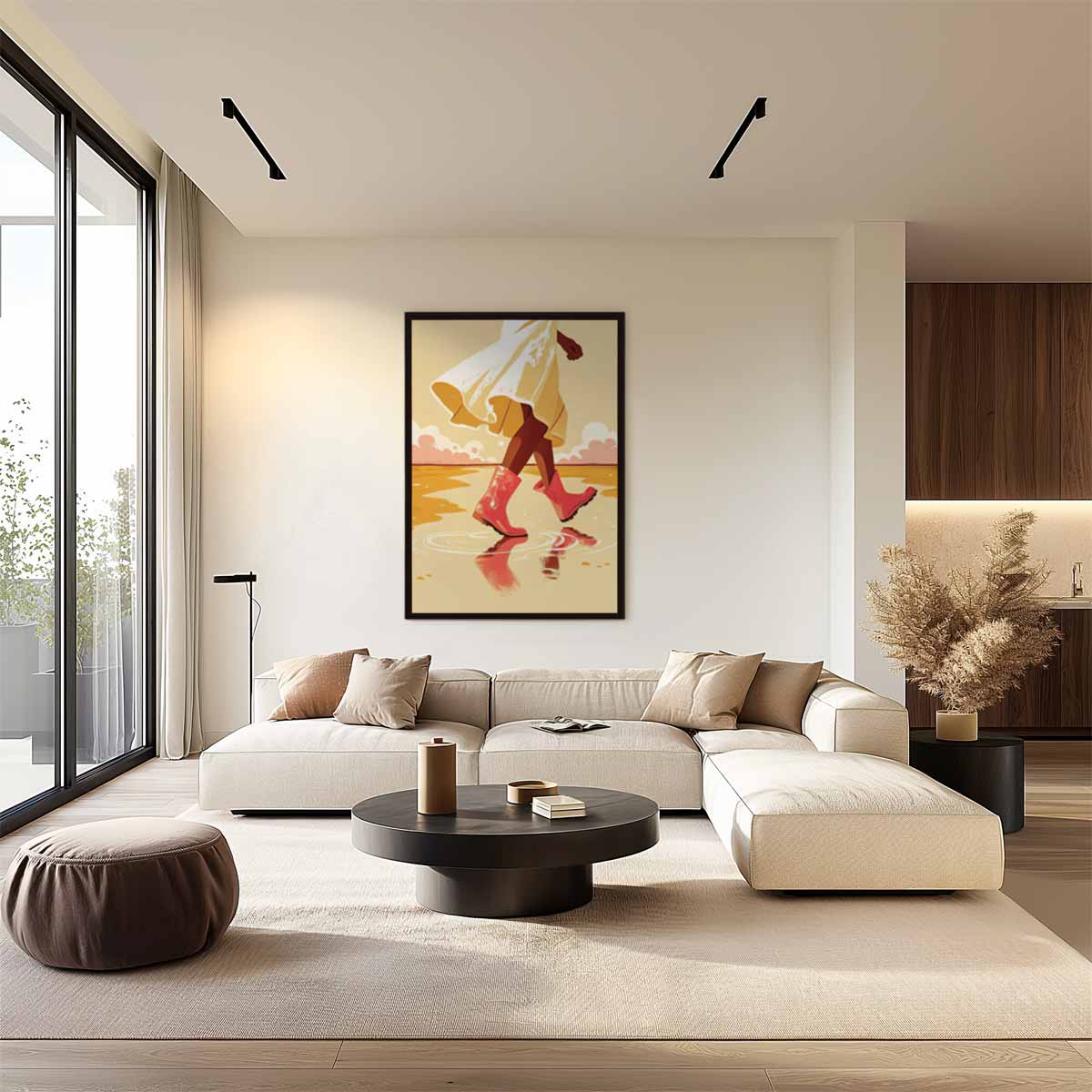 Wandeling in de Regen Kunstwerk-canvas-dibond-plexiglas-wanddecoratie-WallArtistic
