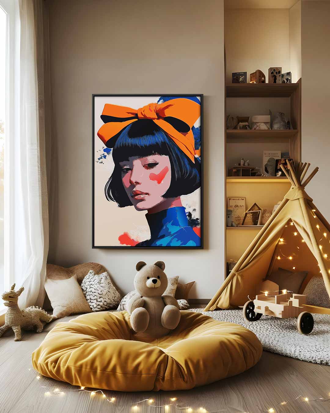 Vrolijke Kleurenprinses Kunstwerk-canvas-dibond-plexiglas-wanddecoratie-WallArtistic