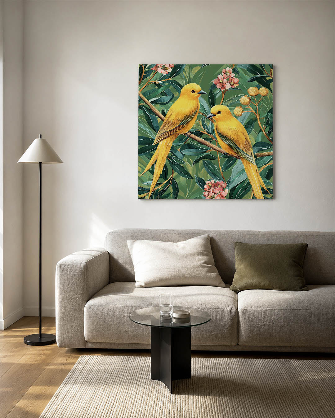 Vogels en bloemen Kunstwerk